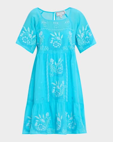 Johnny Was Yohana Tiered Floral-Embroidered Dress