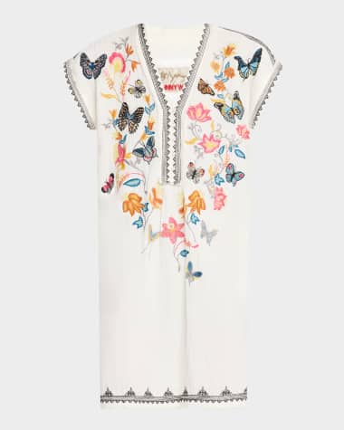 Johnny Was Zippy Embroidered Cotton Gauze Tunic Dress