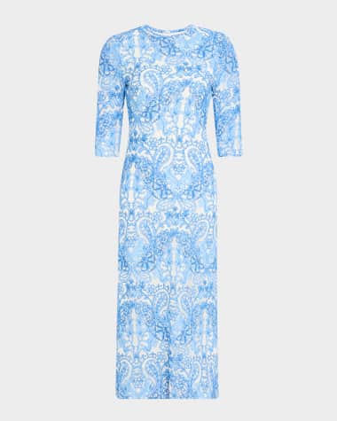 Johnny Was Wynifred Embroidered Mesh Midi Dress