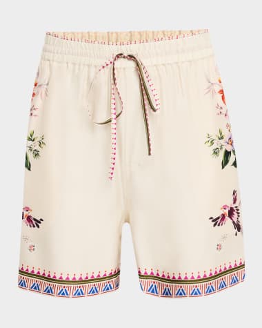 Johnny Was Mayvis Floral-Print Drawstring Shorts