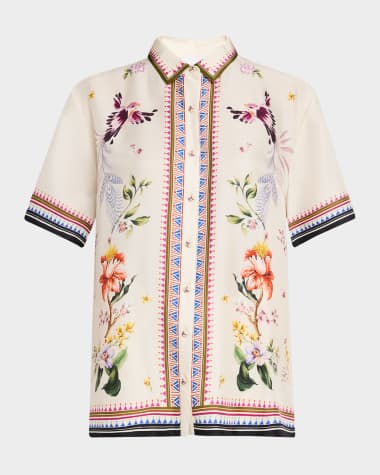 Johnny Was Ophelia Floral-Print Camp Shirt