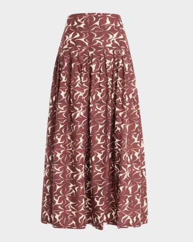 Vanessa Bruno Elysee Pleated Abstract-Print Maxi Skirt