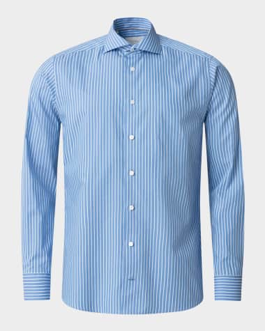 Eton Men's Elevated Cotton and Silk Stripe Contemporary-Fit Sport Shirt