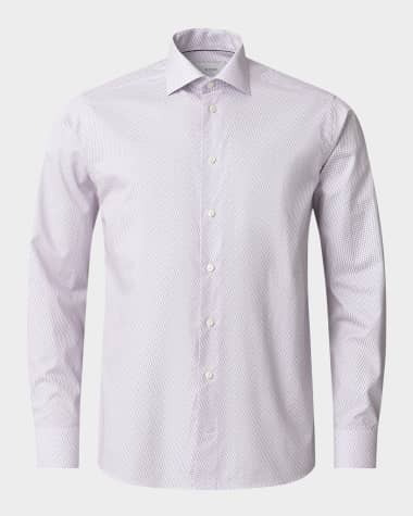 Eton Men's Signature Twill Geometric Contemporary Fit Dress Shirt