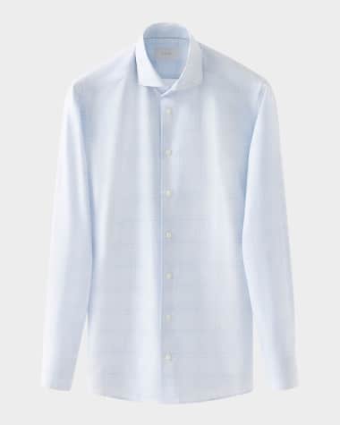 Eton Men's Elevated Cotton-Linen Check Slim-Fit Dress Shirt