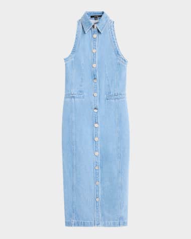 Toccin Palmer Button-Front Denim Midi Dress