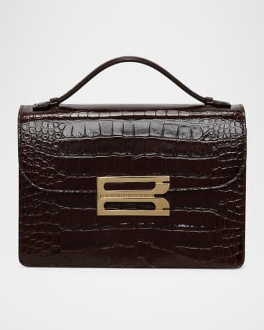 Victoria Beckham The Dorian Croc-Embossed Leather Crossbody Bag