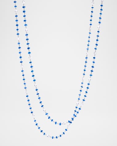 64 Facets 18K White Gold Ethereal Diamond and Sapphire Necklace