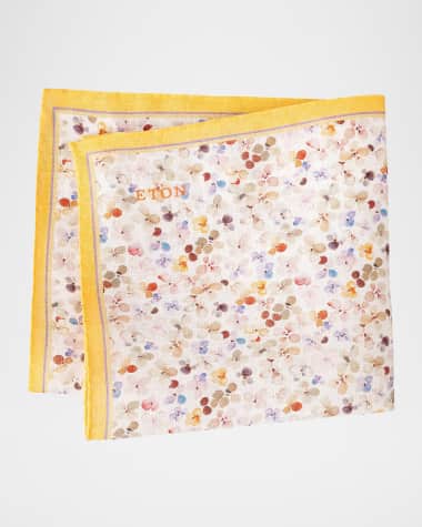 Eton Men's Micro-Floral Linen Pocket Square