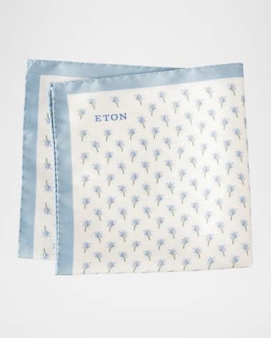 Eton Men's Palm Tree-Print Silk Pocket Square