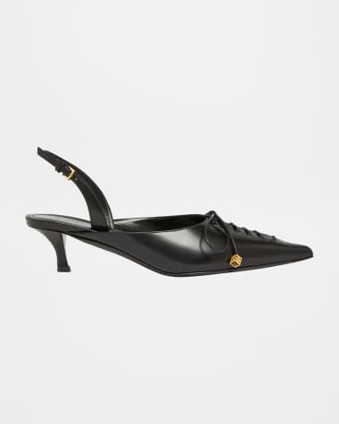 Givenchy Leather Lace-Up Slingback Pumps