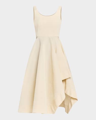 McQueen Scoop-Neck Asymmetric Midi Dress