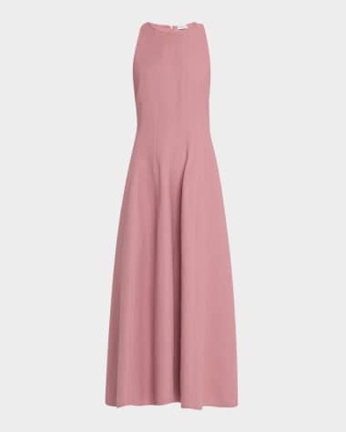 Brunello Cucinelli Sleeveless Linen Shaped Midi Dress