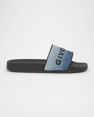 Givenchy Denim Logo Slide Sandals