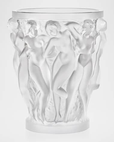 Lalique Bacchantes Clear Crystal Vase, 9.5"