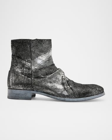 John Varvatos Men's Morrison Sharpei Foil-Sprayed Calf Hair Boots