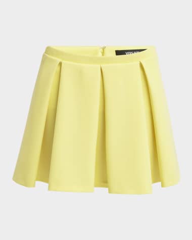 Versace Pleated Wool Grain De Poudre Mini Skirt