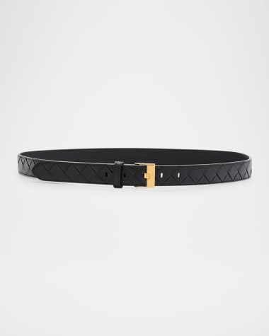 Bottega Veneta Watch-Buckle Intrecciato Leather Belt
