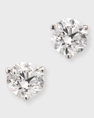 Neiman Marcus Diamonds 18K White Gold Round Diamond Stud Earrings, 0.75tcw