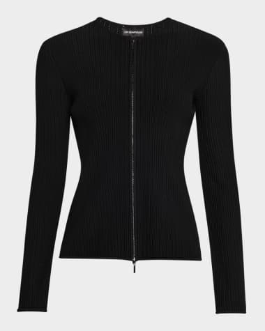 Emporio Armani Zip-Front Ottoman Knit Jacket