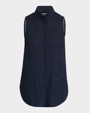 Emporio Armani Sleeveless Linen Chambray Blouse
