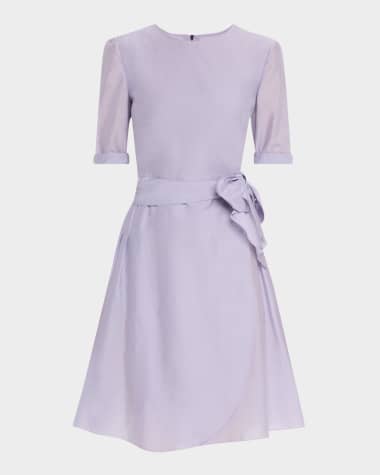Emporio Armani Pleated A-Line Muslin Mini Dress