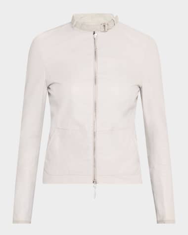 Emporio Armani Nappa Leather & Linen Jacket