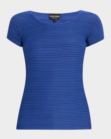 Emporio Armani Striped Scoop-Neck Jersey Tee