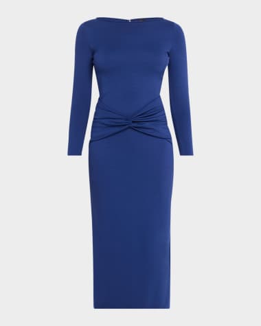 Emporio Armani Twist-Front Jersey Midi Dress