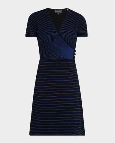 Emporio Armani Side Bow A-Line Knit Dress