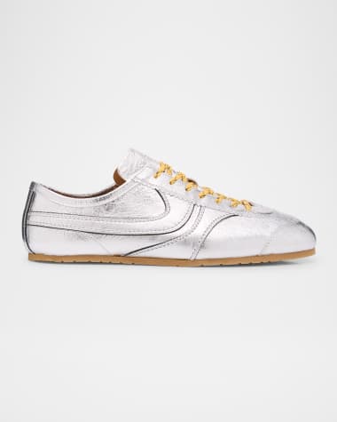 Dries Van Noten Men's Metallic Leather Low-Top Sneakers