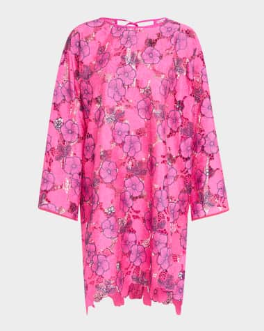 La Vie Style House Embroidered Floral Lace Mini Shift Dress