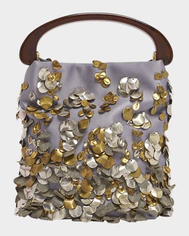 Dries Van Noten Crisp Embellished Leather Top-Handle Bag