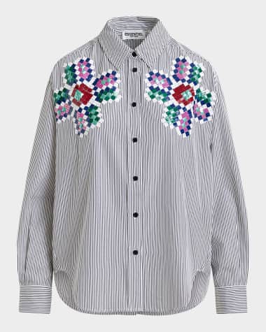 Essentiel Antwerp Hapricorn Sequined Stripe Button-Front Shirt