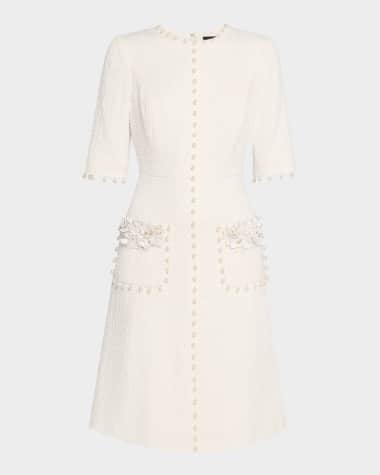 Rickie Freeman for Teri Jon Bead-Embellished Boucle Dress