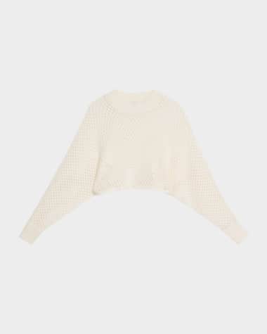 Rosetta Getty Hand Knit Mesh Dolman-Sleeve Crop Sweater