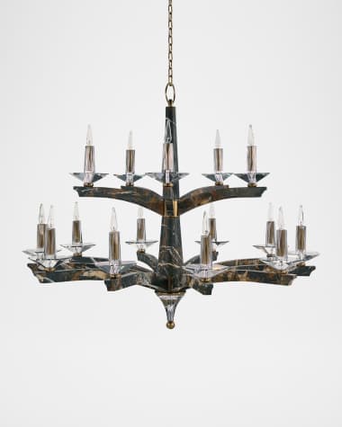 John-Richard Collection Inverness 15-Light 2-Tier Marble Chandelier, 52" Round