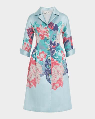 Rickie Freeman for Teri Jon A-Line Floral Jacquard Coat Dress