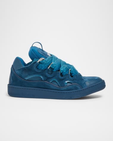 Lanvin Men's Curb Suede Low-Top Sneakers