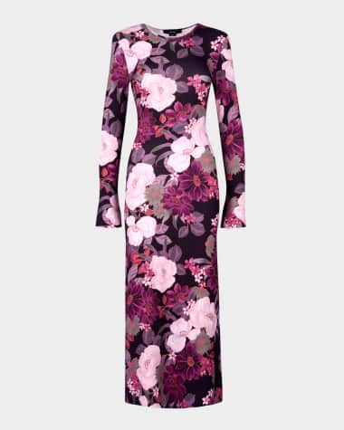 Smythe Stretch Knit Crewneck Midi Dress