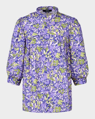 Smythe Orchid Floral Shirred Pocket Blouse