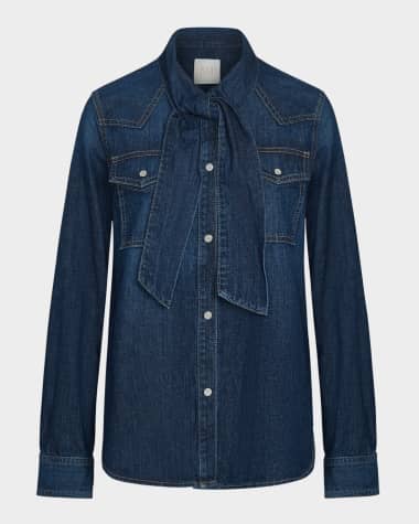 TWP Ranchers Daughter Denim Tie-Neck Shirt