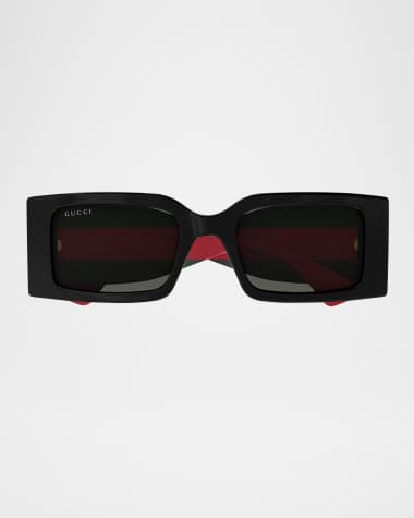 Gucci Logo-Print Rectangular Sunglasses