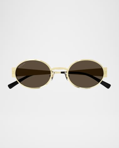 Gucci GG Monogram Metal Oval Sunglasses