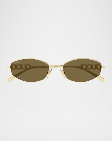 Gucci Logo Oval Metal Sunglasses