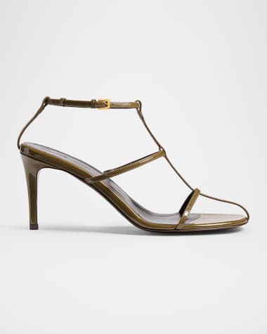 Khaite Leather T-Strap Sandals