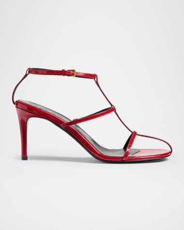 Khaite Leather T-Strap Sandals