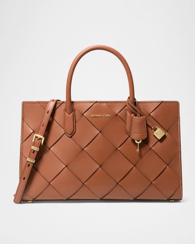 MICHAEL Michael Kors Scarlette Medium Woven Leather Satchel Bag