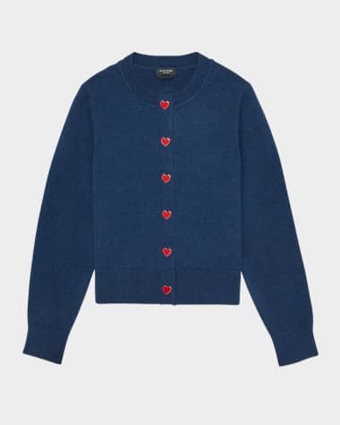 kate spade new york nell heart button wool-cashmere cardigan