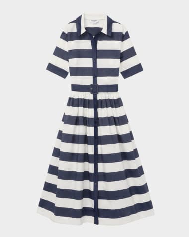 kate spade new york belted sailor stripe poplin midi shirtdress